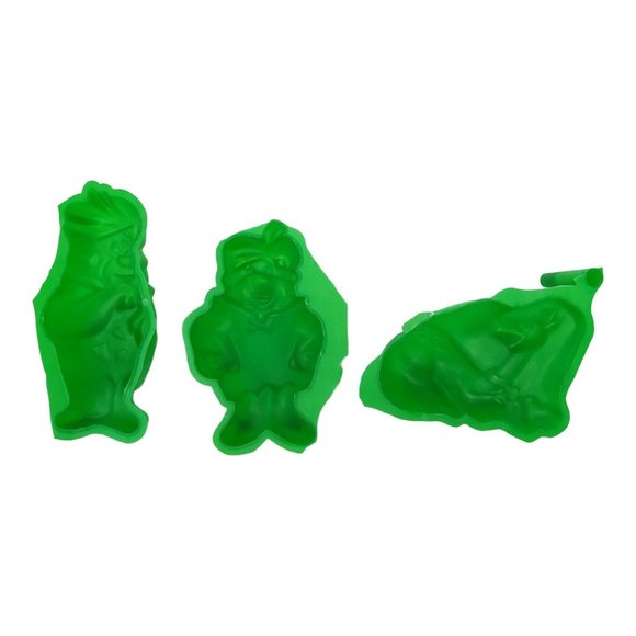 Vintage Flintstones Gelatin Cake Molds Fred Barney Rubble Dino Plastic Green - Picture 2 of 10